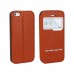 iPhone SE 5 5s - Genuine Leather Smart Window View Front Flip Stand Protective Phone Cover Case - Brown